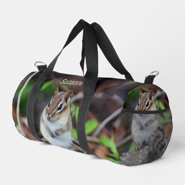 Cute Chipmunk Wildlife Animal Personalized Duffle Bag (Right Corner)