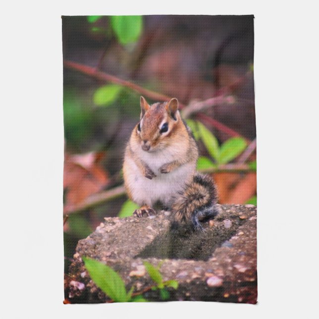 Cute Chipmunk Wildlife  Kitchen Towel (Vertical)