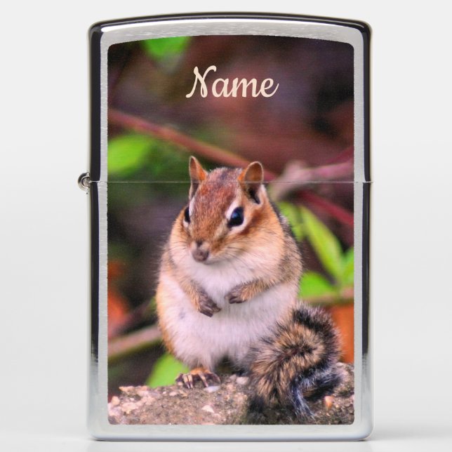 Cute Chipmunk Wildlife Personalized Zippo Lighter (Front)