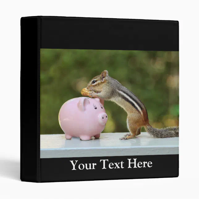 Cute Chipmunk with Funny Money Piggy Bank Picture Binder (Front/Spine)