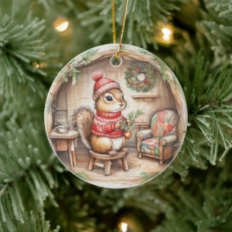 Cute Chipmunk with Message Christmas Ornament