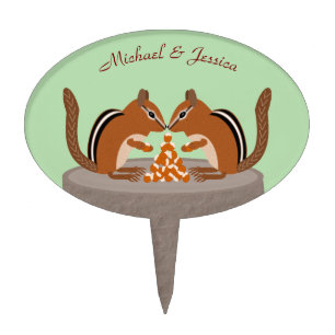 Cute Chipmunks Fall Wedding Custom Cake Topper