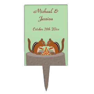 Cute Chipmunks Fall Wedding Custom Cake Topper