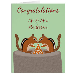 Cute Chipmunks Fall Wedding Custom Cards