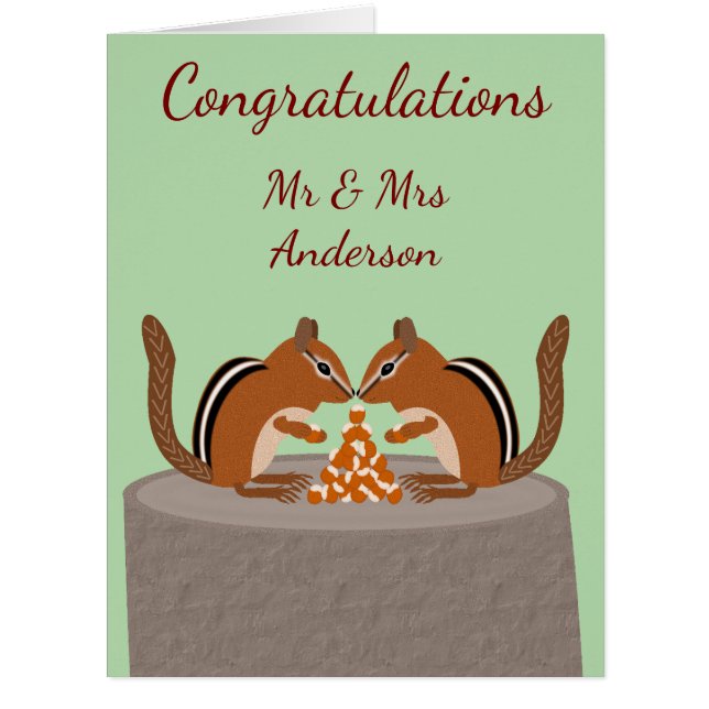 Cute Chipmunks Fall Wedding Custom Cards (Front)