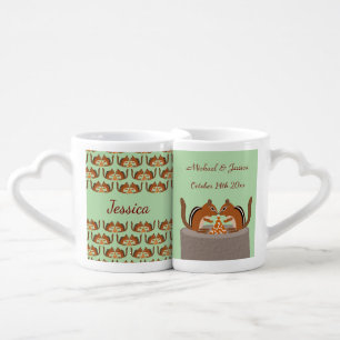Cute Chipmunks Fall Wedding Custom Coffee Mug Set