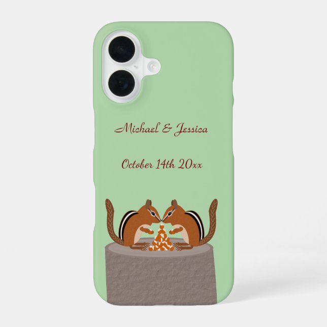 Cute Chipmunks Fall Wedding Custom Iphone Case (Back)