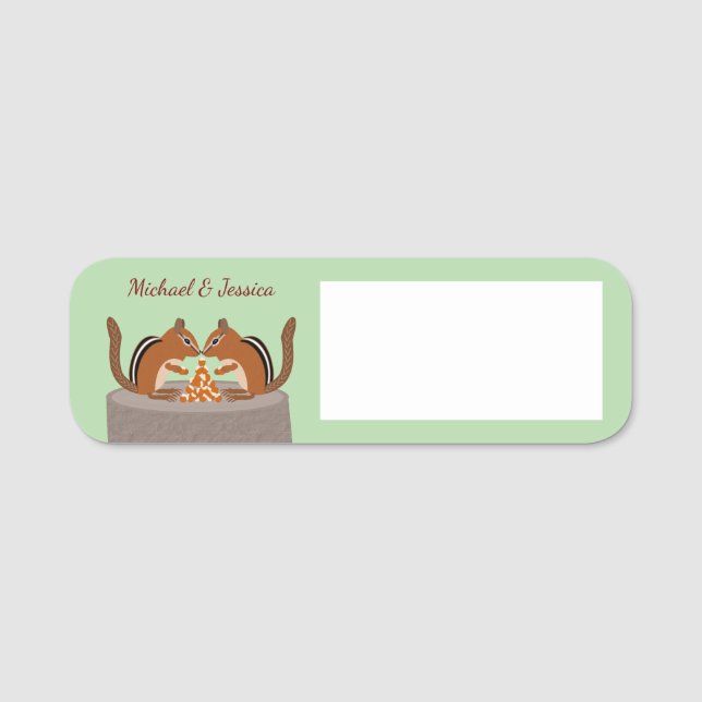 Cute Chipmunks Fall Wedding Custom Name Tag (Front)