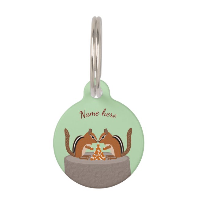 Cute Chipmunks Fall Wedding Custom Pet ID Tag (Front)