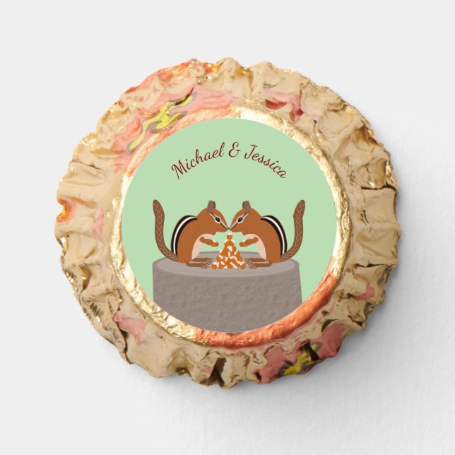 Cute Chipmunks Fall Wedding Custom Reese's Peanut Butter Cups (Front)