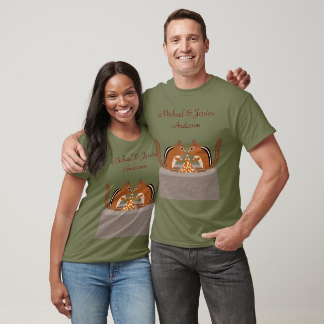 Cute Chipmunks Fall Wedding Custom T-Shirt (Unisex)