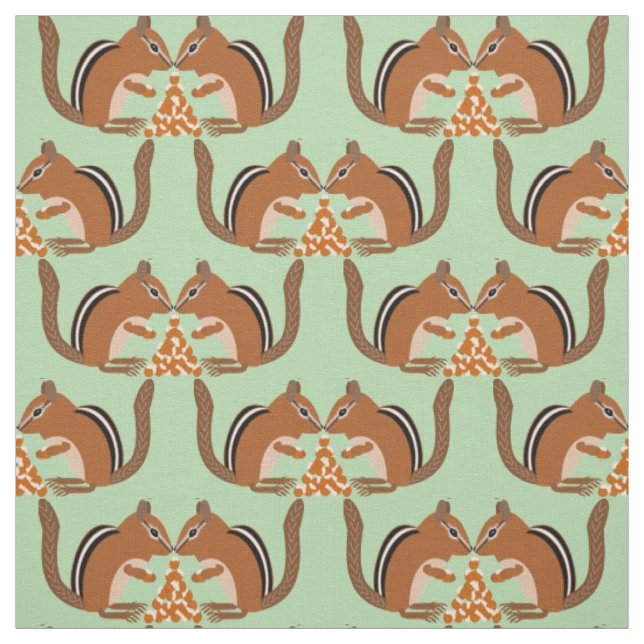 Cute Chipmunks Fall Wedding Patterned Fabric (Swatch)