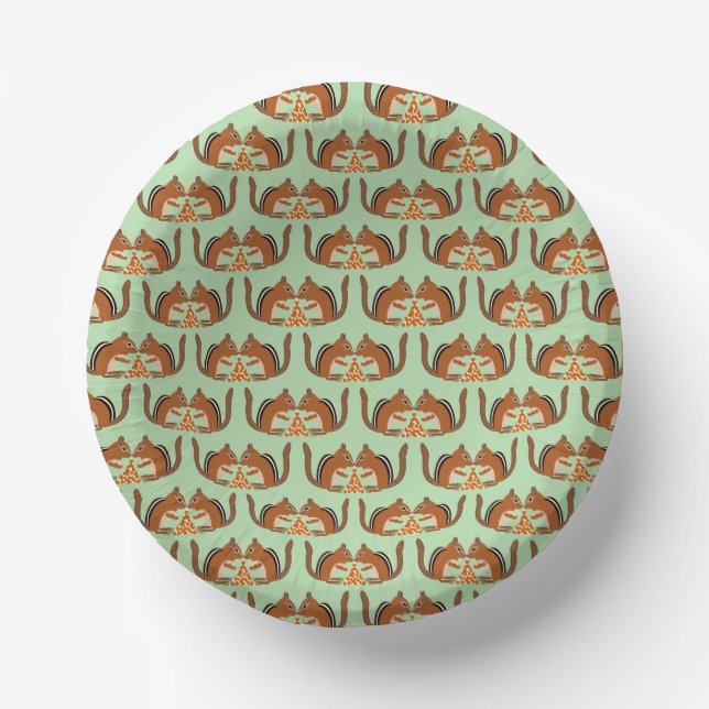 Cute Chipmunks Fall Wedding Patterned Paper Bowls (Front)