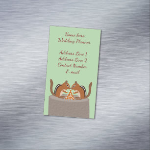Cute Chipmunks Fall Wedding Planner Custom Business Card Magnet