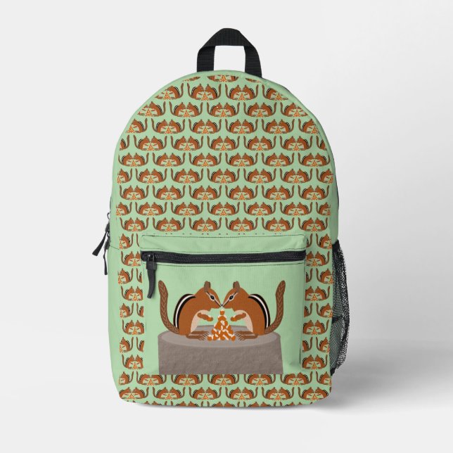 Cute Chipmunks Fall Wedding Printed Backpack (Front)