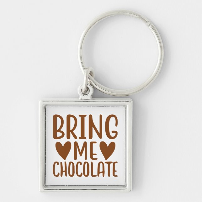 Cute Chocoholic Foodie Gift Candy Funny Chocolate  Keychain (Front)