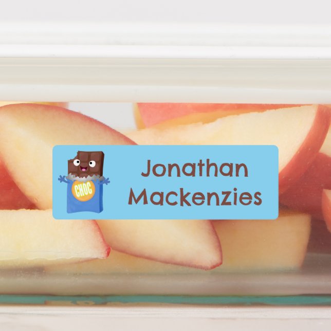 Cute chocolate bar cartoon character personalized labels (Affixed)