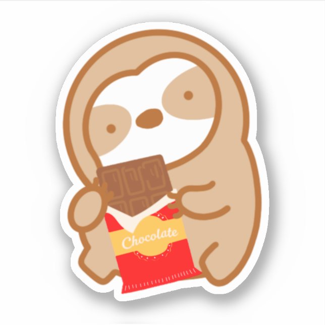 Cute Chocolate Bar Sloth Sticker (Front)