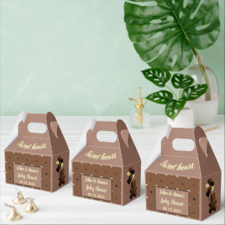 Cute chocolate bear Baby shower favor box