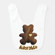 cute chocolate bear design, baby bib, birth gift