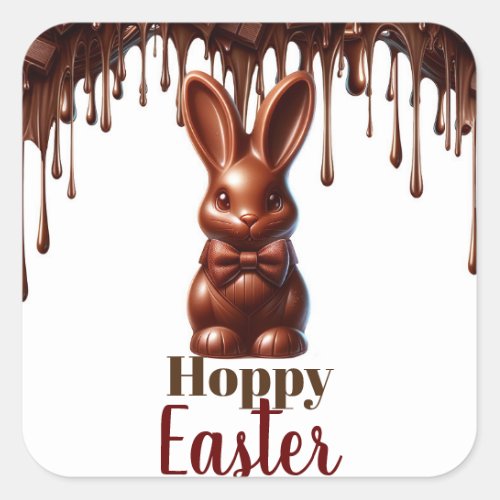 Cute Chocolate Bow Tie Easter Bunny Candy Square Sticker