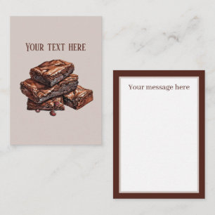 Cute chocolate brownie add message note card