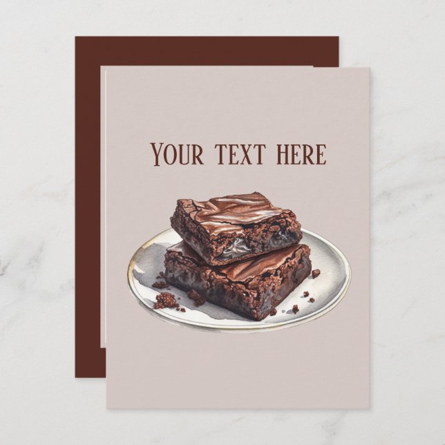 Cute chocolate brownie add message  note card (Front/Back)