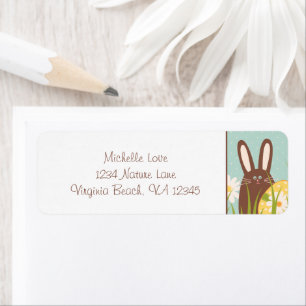 Cute Chocolate Bunny and Easter Eggs Address Label