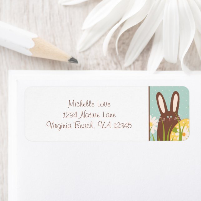 Cute Chocolate Bunny and Easter Eggs Address Label (Insitu)