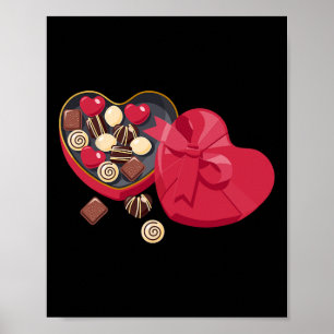 Cute Chocolate Candy Heart Love Valentine Day Wome Poster