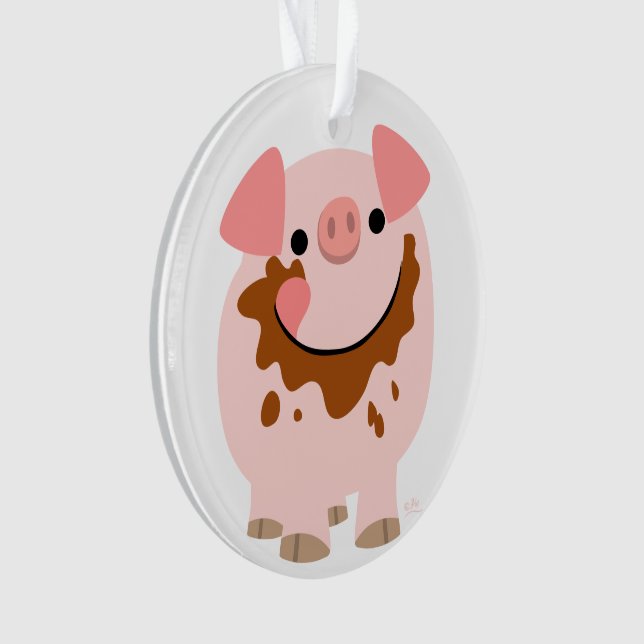 Cute Chocolate Cartoon Pig Acrylic Ornament (Front)