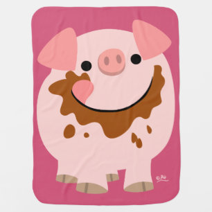 Cute Chocolate Cartoon Pig Baby Blanket