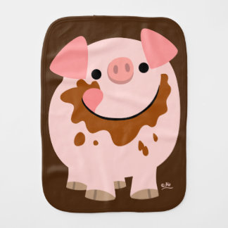 Cute Chocolate Cartoon Pig Burp Cloth