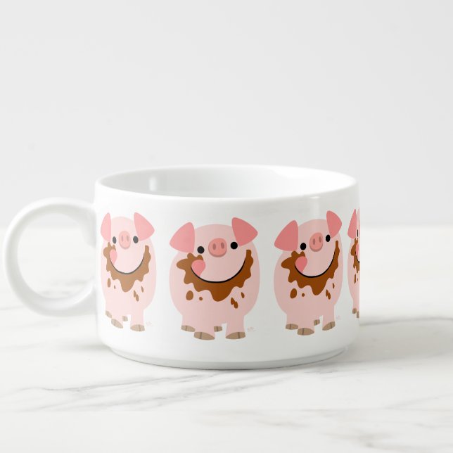 Cute Chocolate Cartoon Pig Chili Bowl (Right)