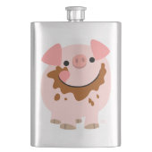 Cute Chocolate Cartoon Pig Classic Flask (Front)