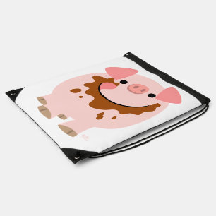 Cute Chocolate Cartoon Pig Drawstring Backpack