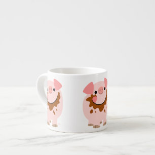Cute Chocolate Cartoon Pig Espresso Mug