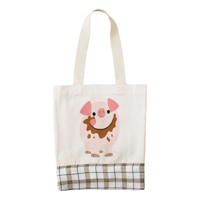 Cute Chocolate Cartoon Pig Heart Bag (Front)