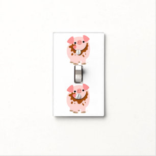 Cute Chocolate Cartoon Pig Light Switch Cover