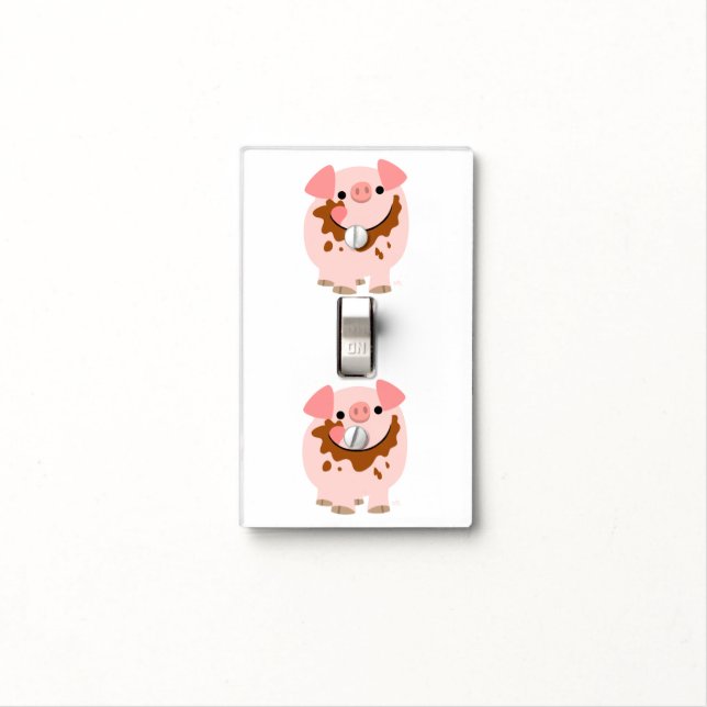 Cute Chocolate Cartoon Pig Light Switch Cover (In Situ)