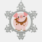 Cute Chocolate Cartoon Pig Pewter Ornament (Front)