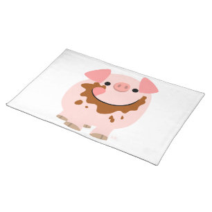 Cute Chocolate Cartoon Pig Placemat