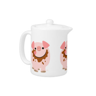 Cute Chocolate Cartoon Pig Teapot