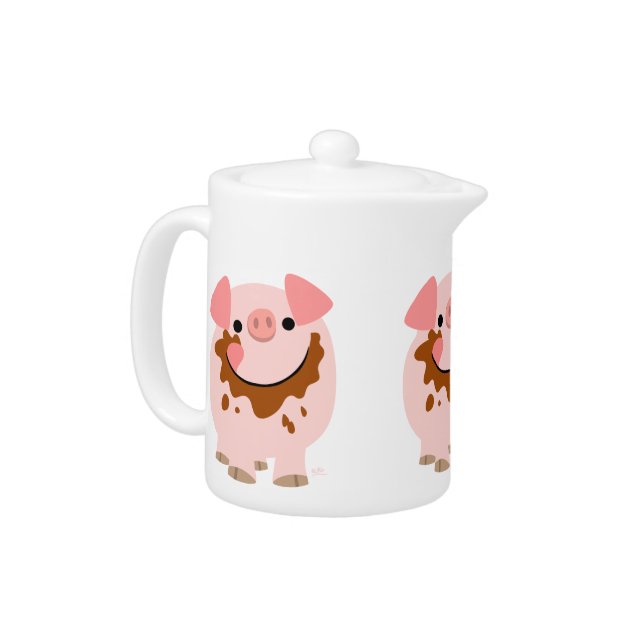 Cute Chocolate Cartoon Pig Teapot (Left)