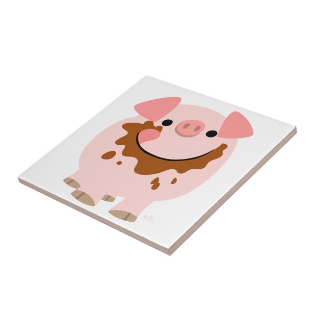 Cute Chocolate Cartoon Pig Tile (Side)
