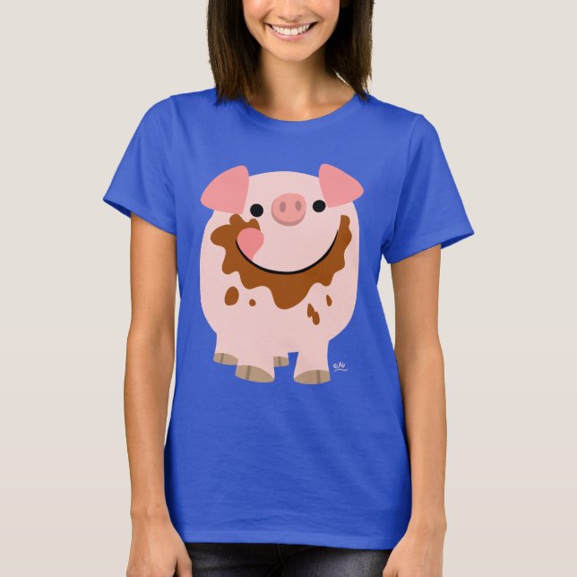 Cute Chocolate Cartoon Pig Women T-Shirt (Front)