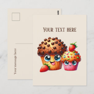 Cute chocolate chip cookie add message postcard