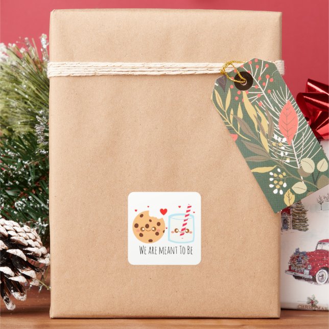 Cute Chocolate Chip Cookie And Glass Of Milk Square Sticker (Holiday)