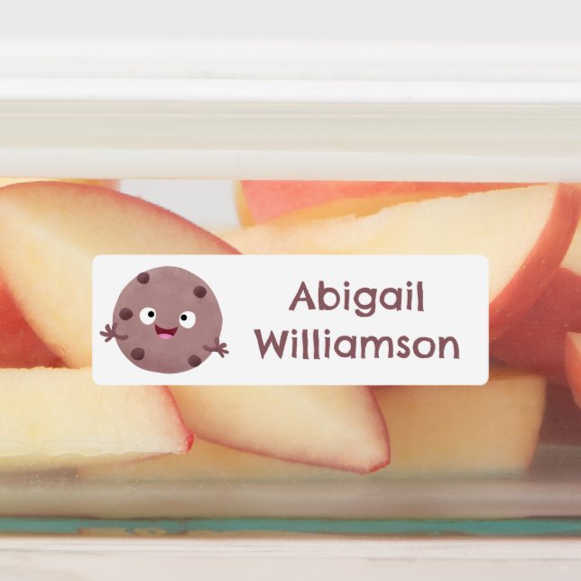 Cute chocolate chip cookie cartoon personalized labels (Affixed)