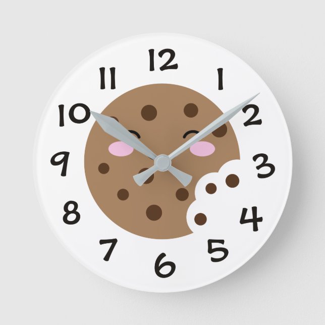 Cute chocolate chip cookie cartoon wall clock  (Front)